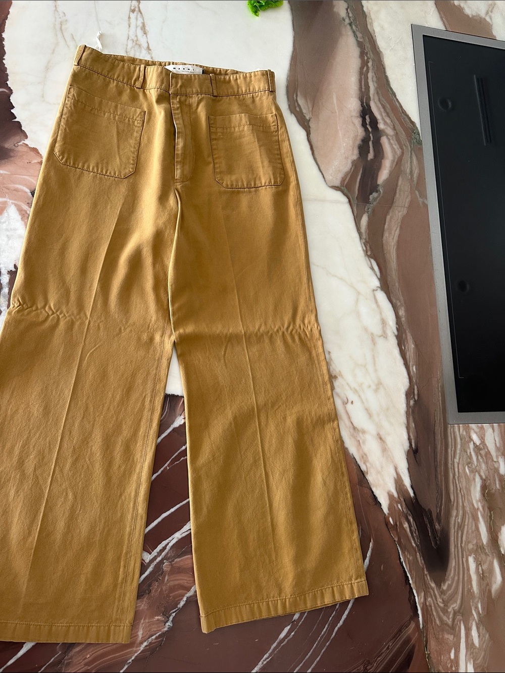 Marni Wide-Leg Chinos in Mustard